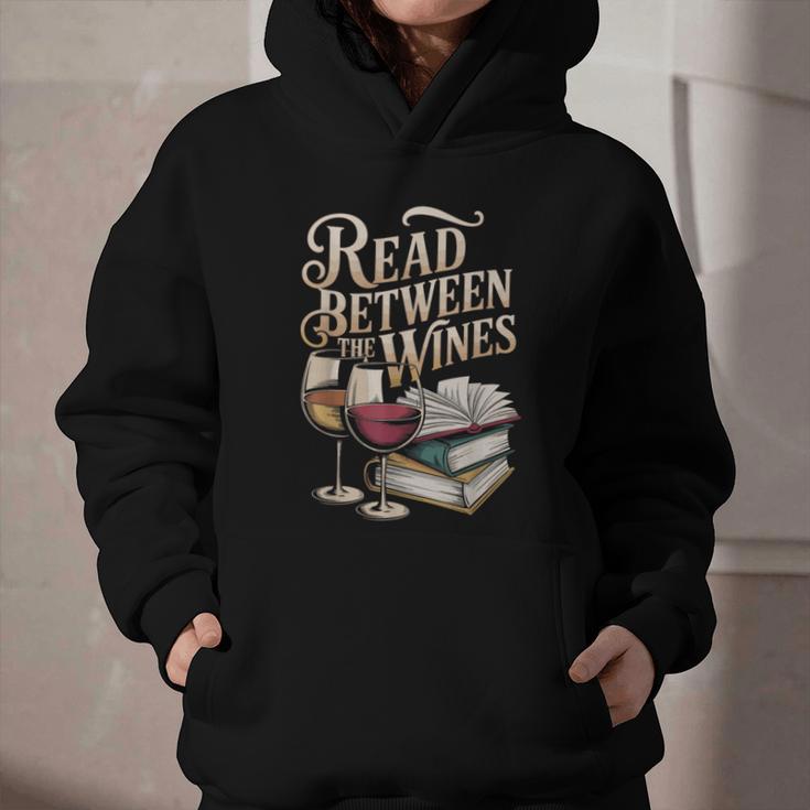 Read Between The Wines Vintage Book Lovers Wine Reading Graphic Youth Hoodie