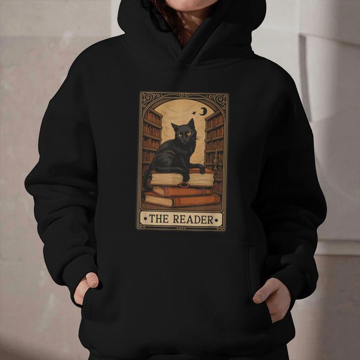 The Reader Cat Book Reading Halloween Tarot Card Graphic Youth Hoodie