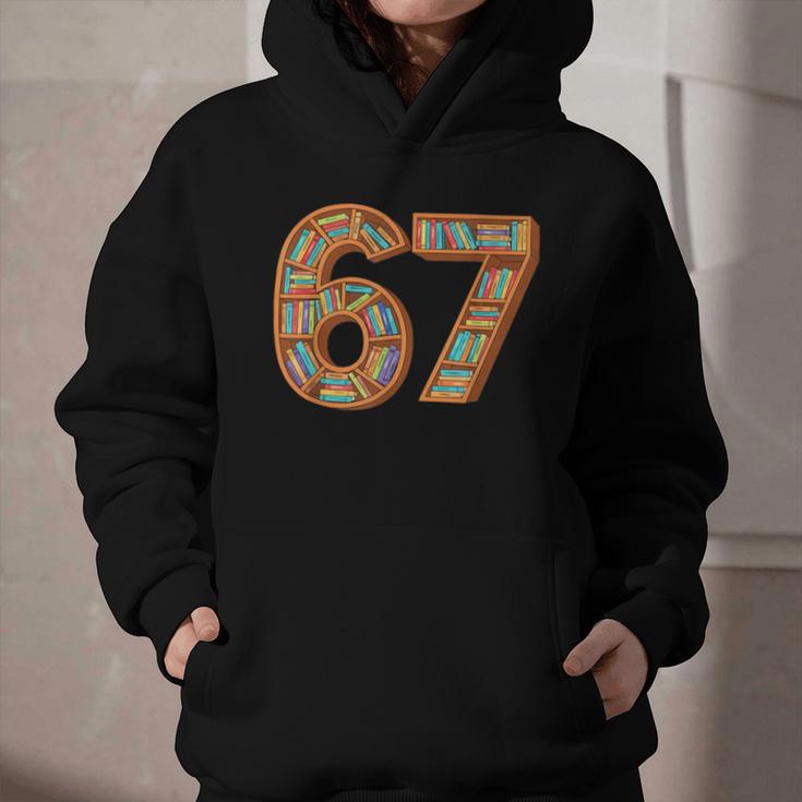 Reading 67 Six Seven Meme Teacher Book Lover Bookshelf Graphic Youth Hoodie