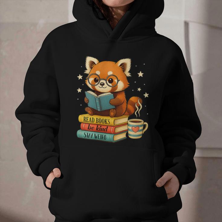 Reading Book Lover Red Panda Read Books Be Kind Stays Weird Graphic Youth Hoodie
