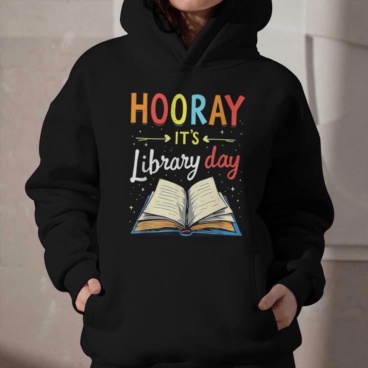 Reading Books Bibliophile Hooray It's Library Day Graphic Youth Hoodie