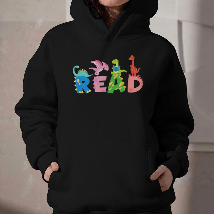 Reading DinosaurRex Dino Book Lover Graphic Youth Hoodie