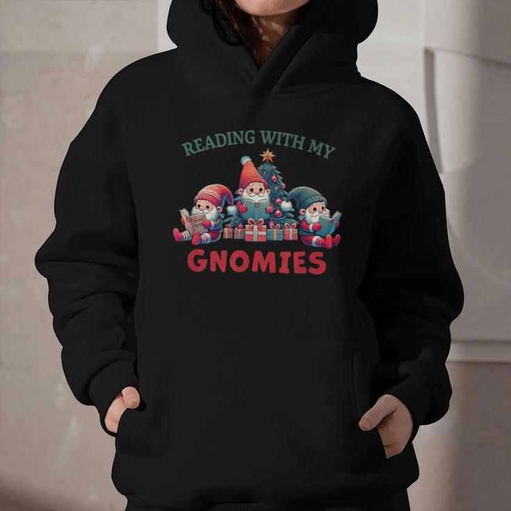 Reading With My Gnomies Reading Book Christmas Graphic Youth Hoodie