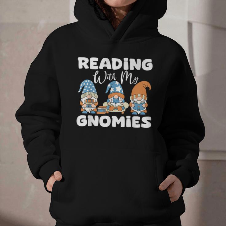 Reading With My Gnomies Gnomes Books Lover Bookworm Graphic Youth Hoodie