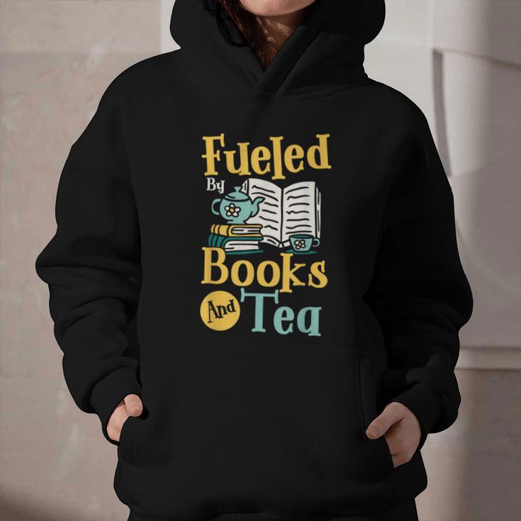 Reading Hobby Bookshelves Library Fueled By Books And Tea Graphic Youth Hoodie Reading Hobby Bookshelves Library Fueled By Books And Tea Graphic Youth Hoodie