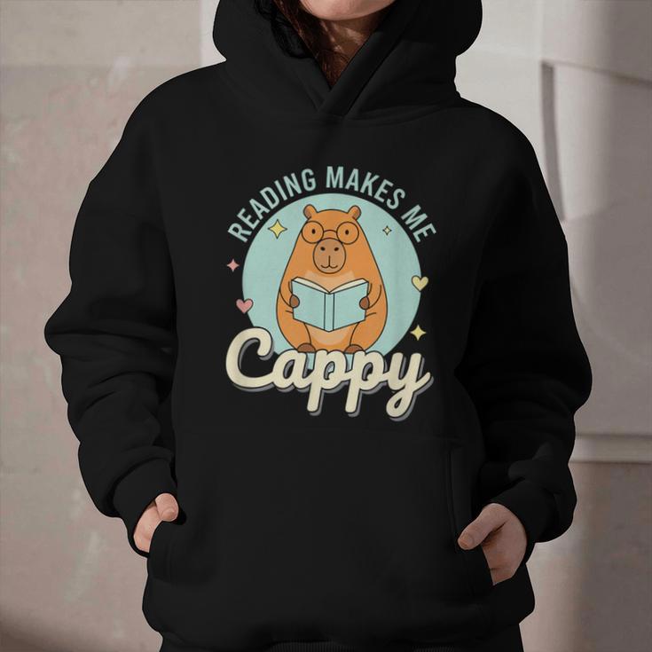 Reading Makes Me Cappy Bookworm Capybara Book Reading Graphic Youth Hoodie