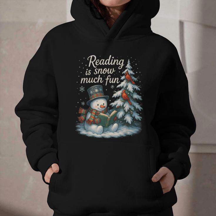Reading Is Snow Much Fun Christmas Books Snowman Bookworm Graphic Youth Hoodie