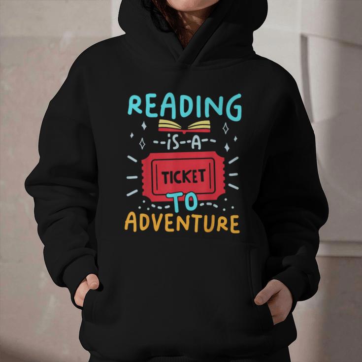 Reading Is A Ticket To Adventure Fun Book Lovers Fun Graphic Youth Hoodie