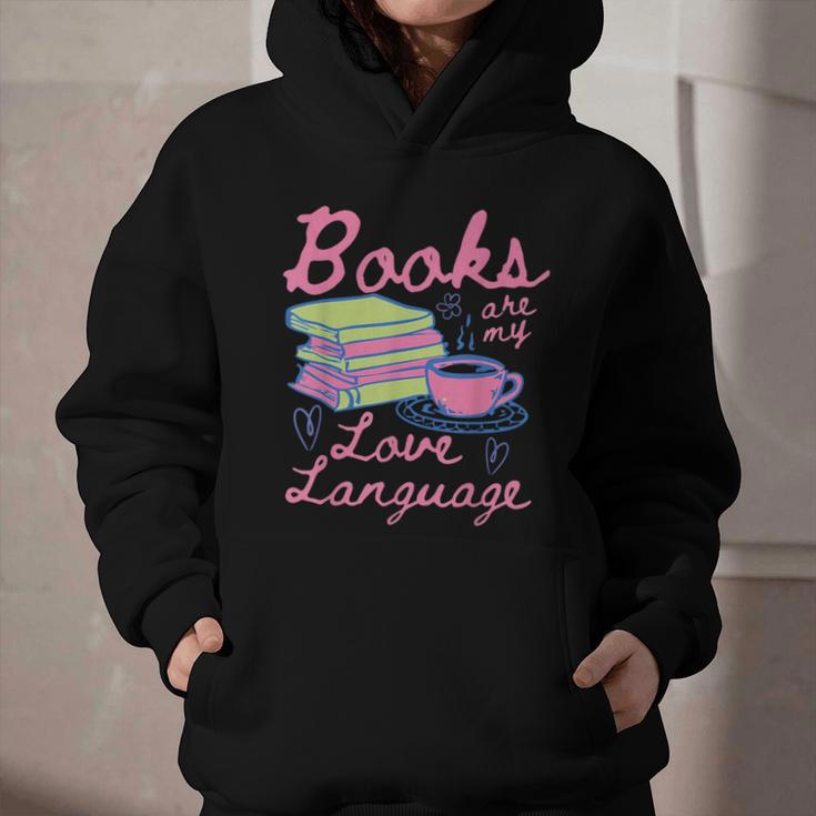 Retro Books Are My Love Language Valentine Book Lovers Graphic Youth Hoodie Retro Books Are My Love Language Valentine Book Lovers Graphic Youth Hoodie