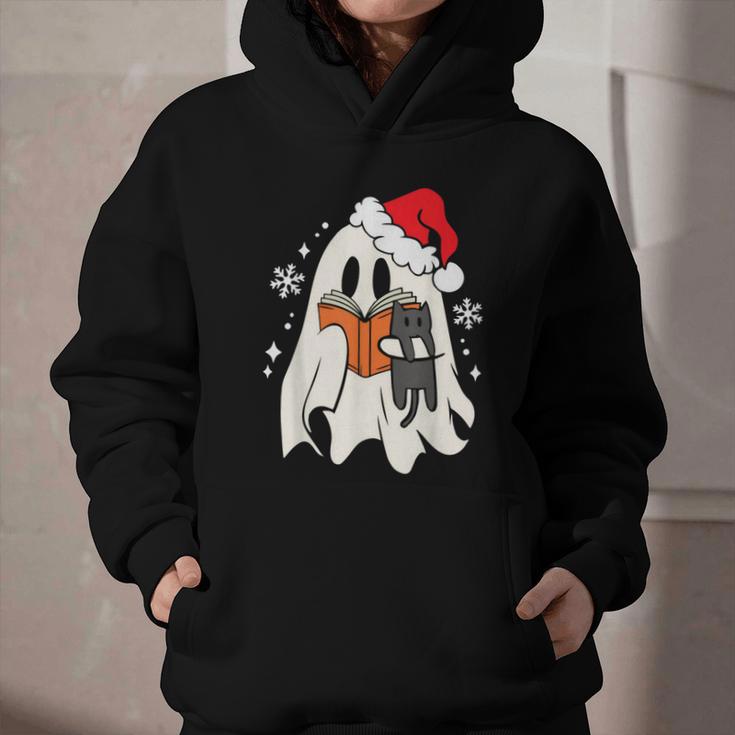 Retro Ghost Reading Book With Cat Bookish Club Christmas Men Women Kids Graphic Youth Hoodie