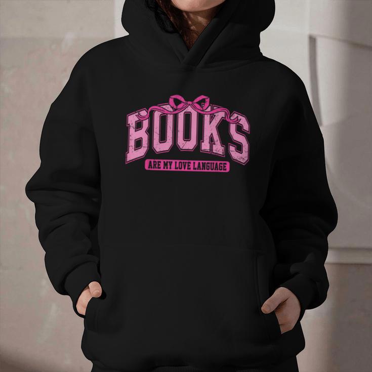 Retro Pink Coquette Bow Valentine Book Lover Varsity Graphic Youth Hoodie Retro Pink Coquette Bow Valentine Book Lover Varsity Graphic Youth Hoodie