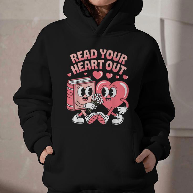 Retro Read Your Heart Out Valentine's Day Teacher Book Lover Graphic Youth Hoodie