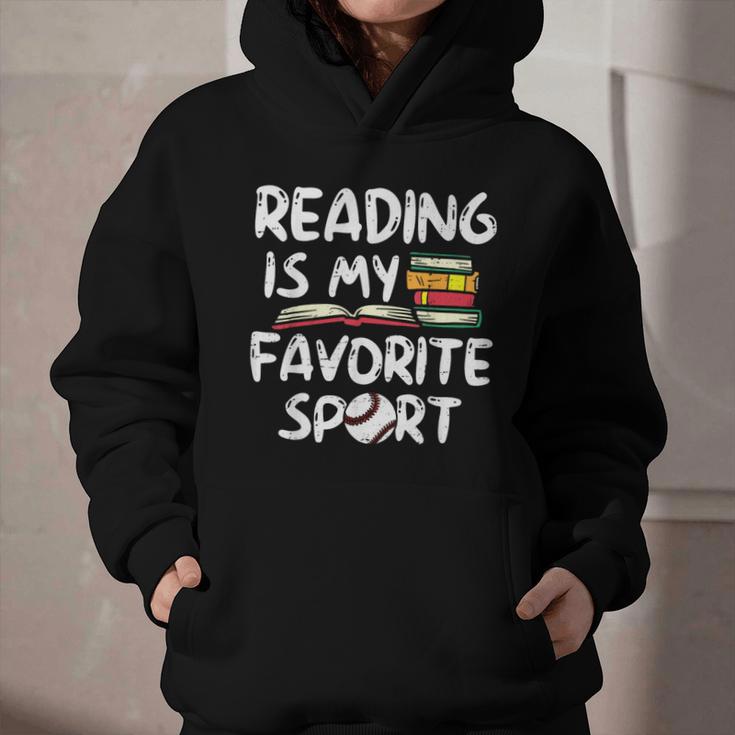 Retro Reading Is My Favorite Sport Baseball World Book Day Graphic Youth Hoodie