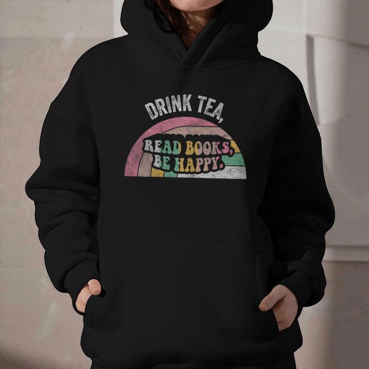 Retro Vintage Drink Tea Read Books Be Happy Reading Graphic Youth Hoodie Retro Vintage Drink Tea Read Books Be Happy Reading Graphic Youth Hoodie