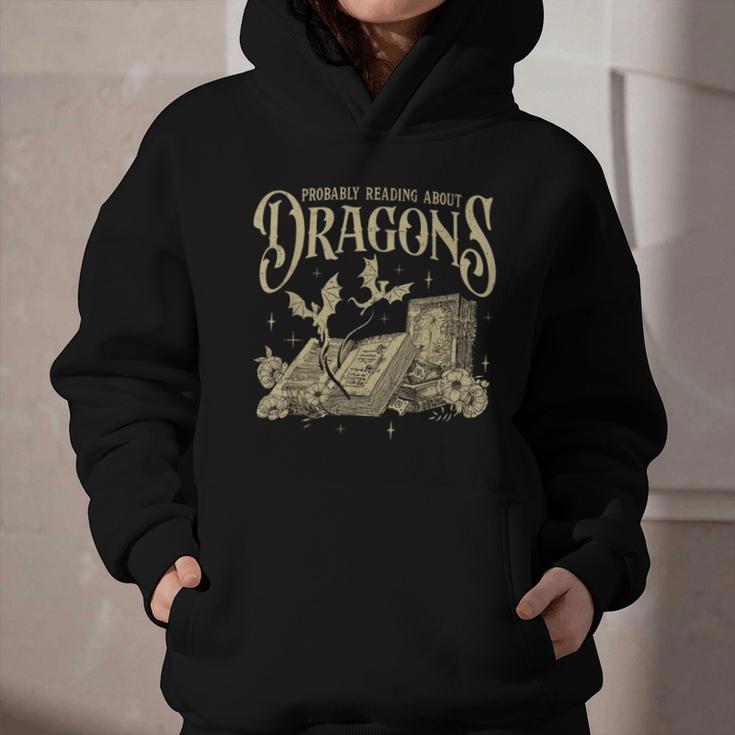 Romantasy Reader Book Reading Probably Reading About Dragons Graphic Youth Hoodie