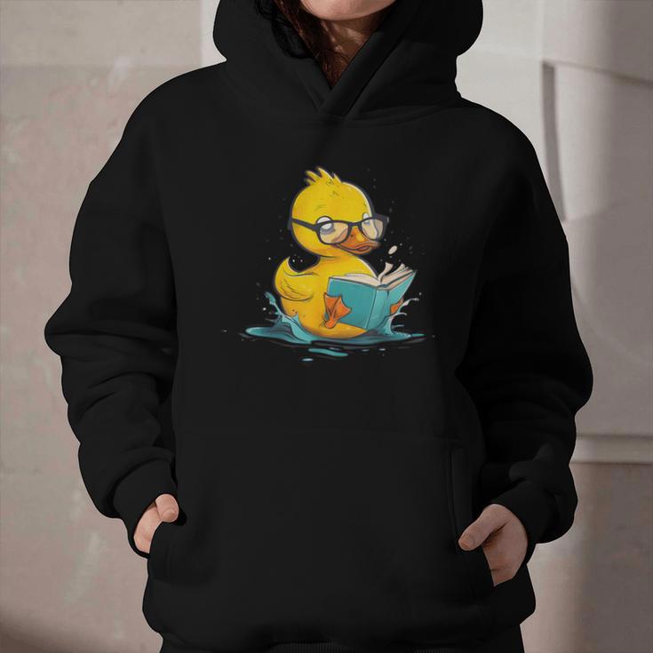 Rubber Duck Reading Book Reader Books Rubber Duckie Graphic Youth Hoodie