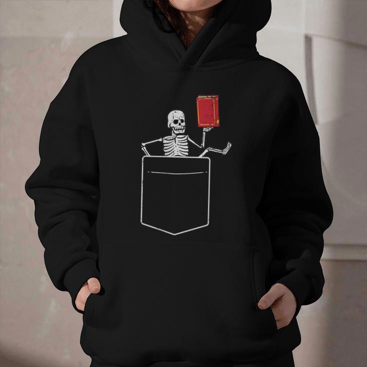 Skeleton Books Read Book Reading Librarian Across America Graphic Youth Hoodie
