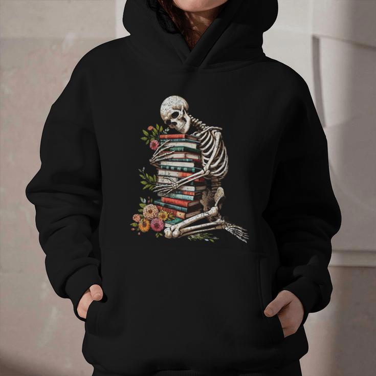 Skeleton Reading Book Halloween Bookworm Bibliophile Reader Graphic Youth Hoodie