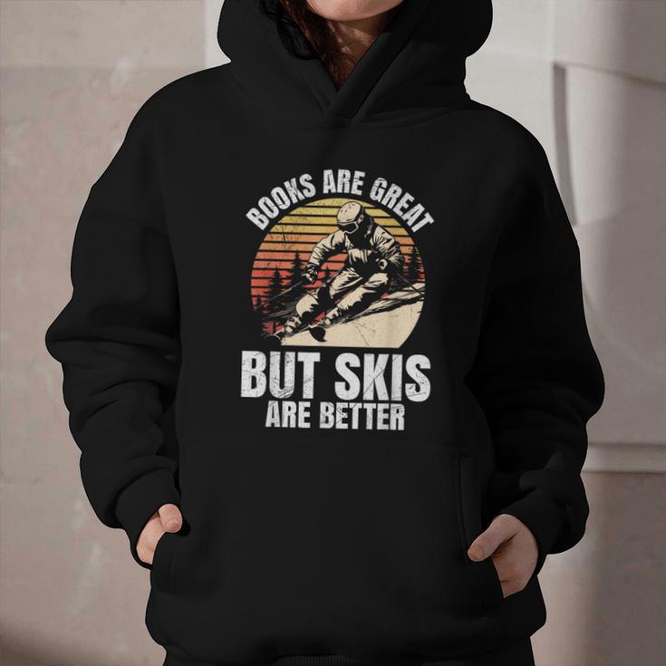 Skier BOOKS ARE GREAT BUT SKIS ARE BETTER Vintage Graphic Youth Hoodie
