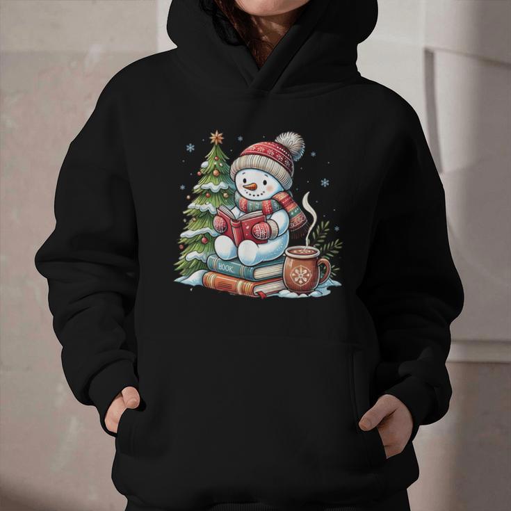 Snowman Reading Book Lovers Christmas Librarian Bookworm Graphic Youth Hoodie