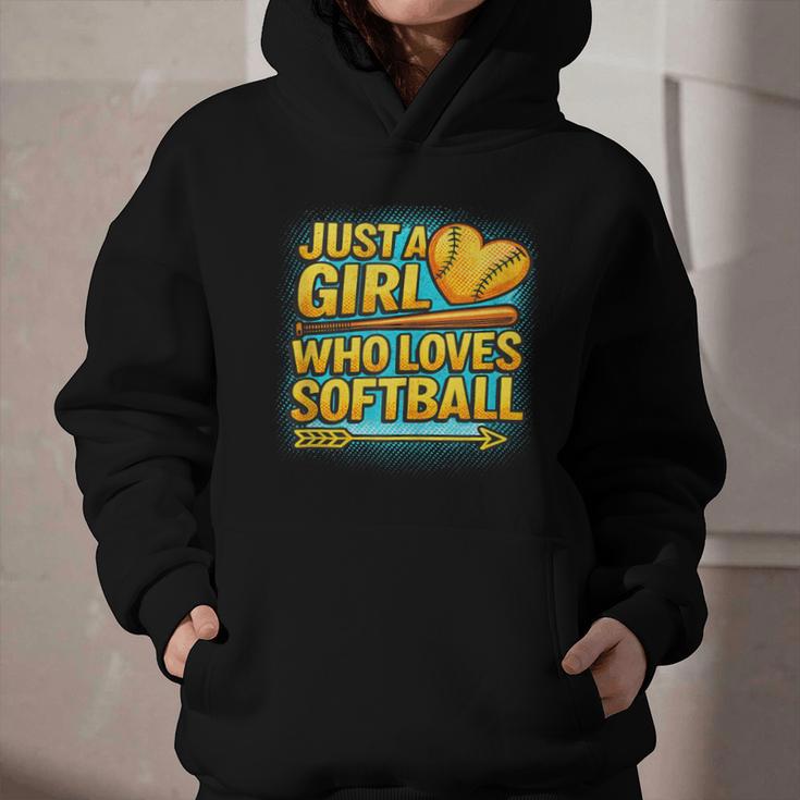 Softball Just A Girl Comic Book Style Graphic For Teens Graphic Youth Hoodie