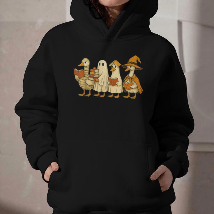 Spooky Halloween Book Lover Halloween Reading Goose Graphic Youth Hoodie