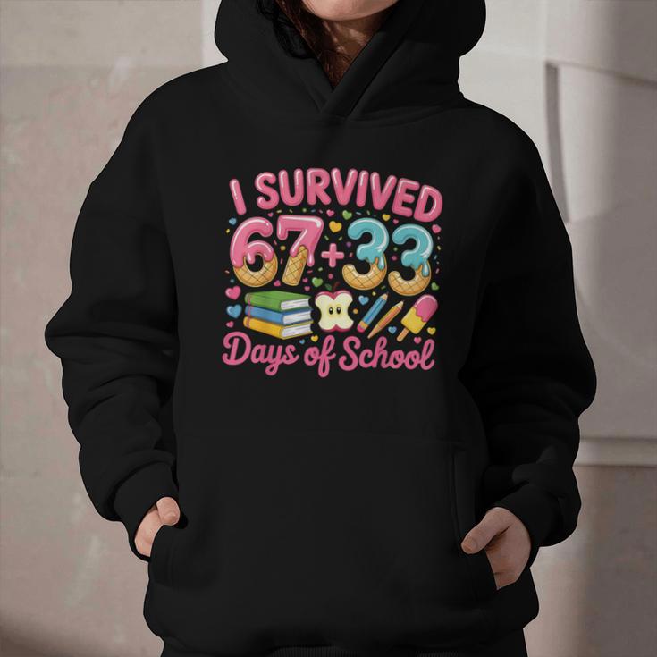 Survived 67 Days Of School Ice Cream Drip Apple Pencil Book Graphic Youth Hoodie