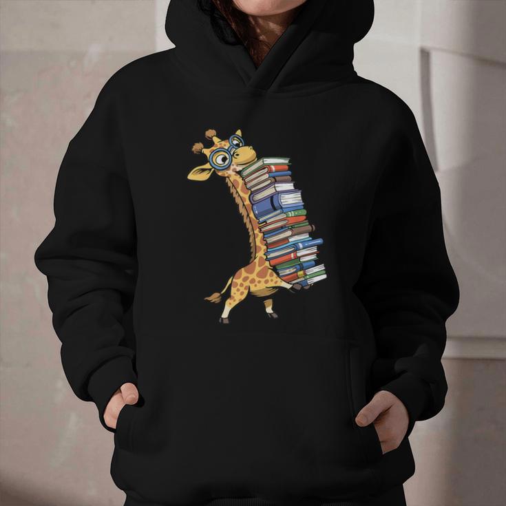 Teacher Shirt Giraffe Holding Books Bookworm Librarian Graphic Youth Hoodie