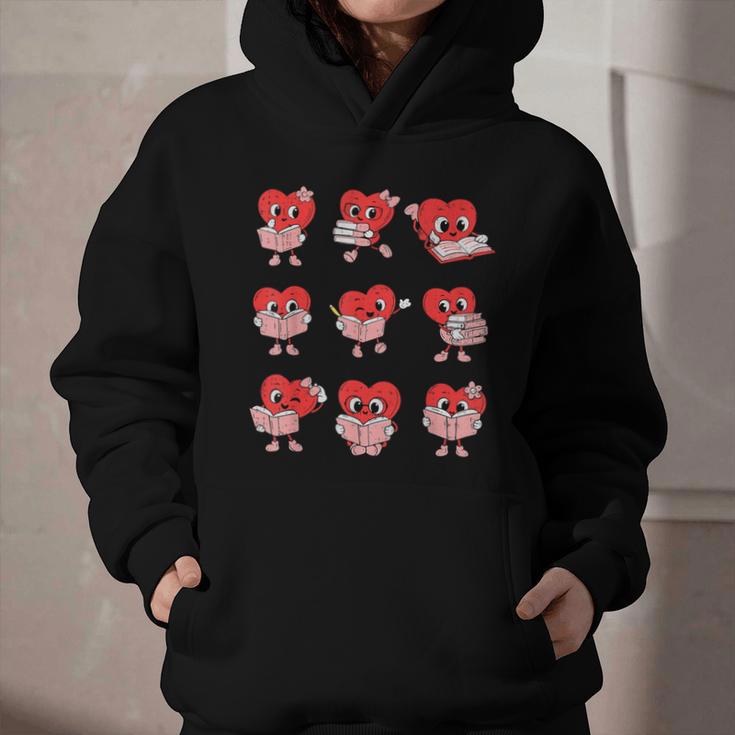 Teacher Valentines Day Reading Book Lover Bookworm Library Graphic Youth Hoodie