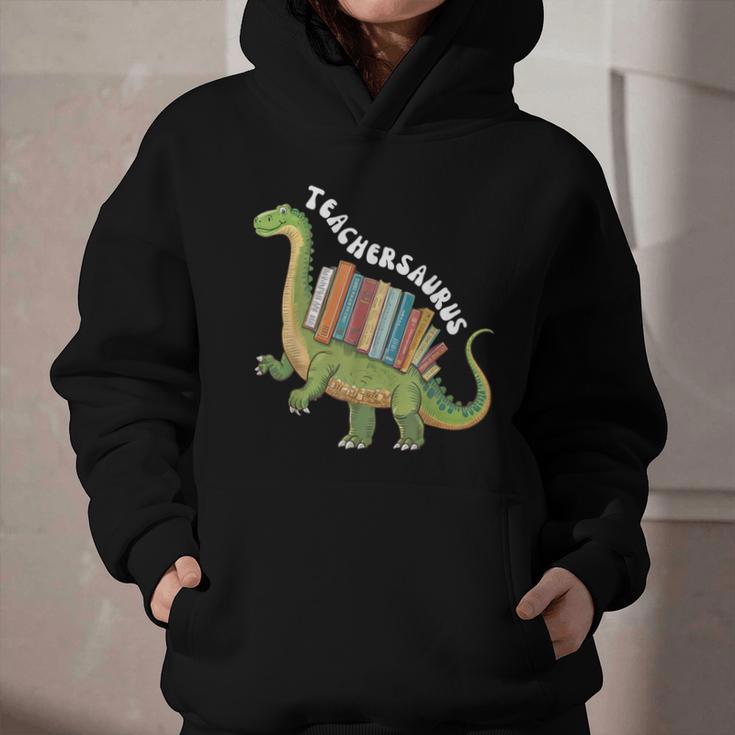 Teachersaurus Dinosaur Teachers Dino Reading Book Librarian Graphic Youth Hoodie