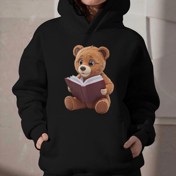 Teddy Bear Reading a Book Graphic Youth Hoodie