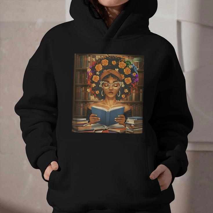 History Month Black Afro Girl Women Book Lovers Flower Graphic Youth Hoodie