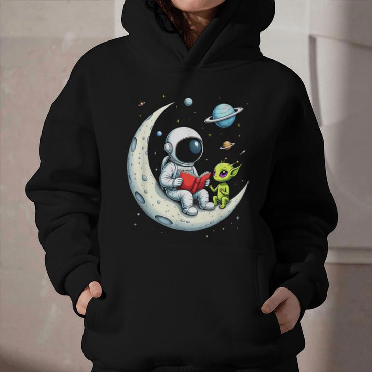 UFO Alien Astronaut Reading Book In Space Graphic Youth Hoodie