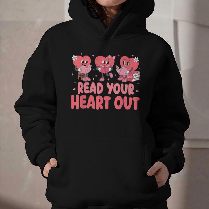Valentine Day Book Read Your Heart Out Lovers Teacher Kids Graphic Youth Hoodie