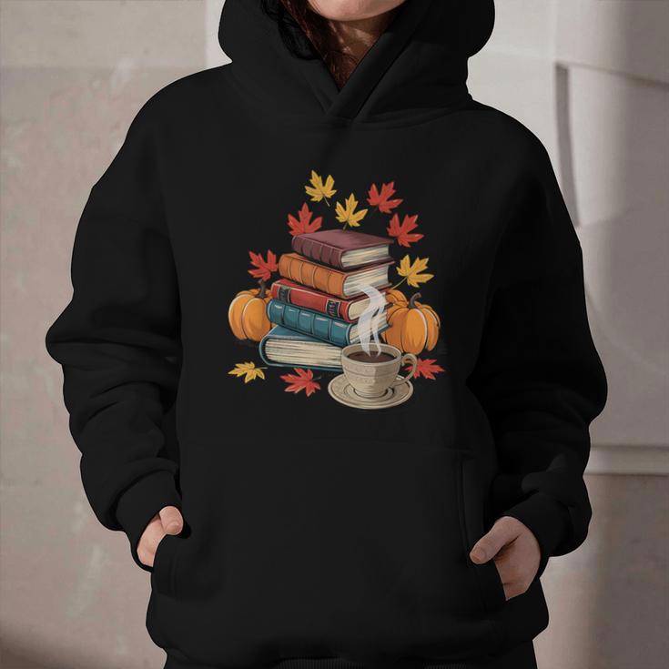 Vintage Books Tea Lovers Fall Autumn Leaves And Pumpkins Graphic Youth Hoodie