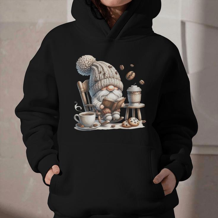 Vintage Cute Gnome Reading Book Coffee Cute Gnome Graphic Graphic Youth Hoodie
