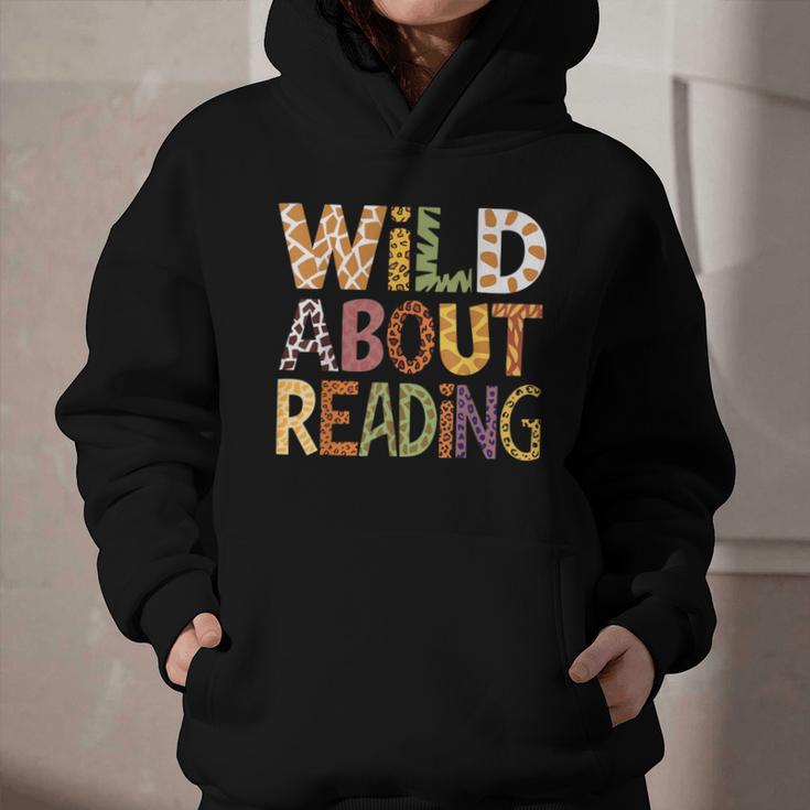 Wild About Reading Book Animal Children's Book Lover Teacher Graphic Youth Hoodie