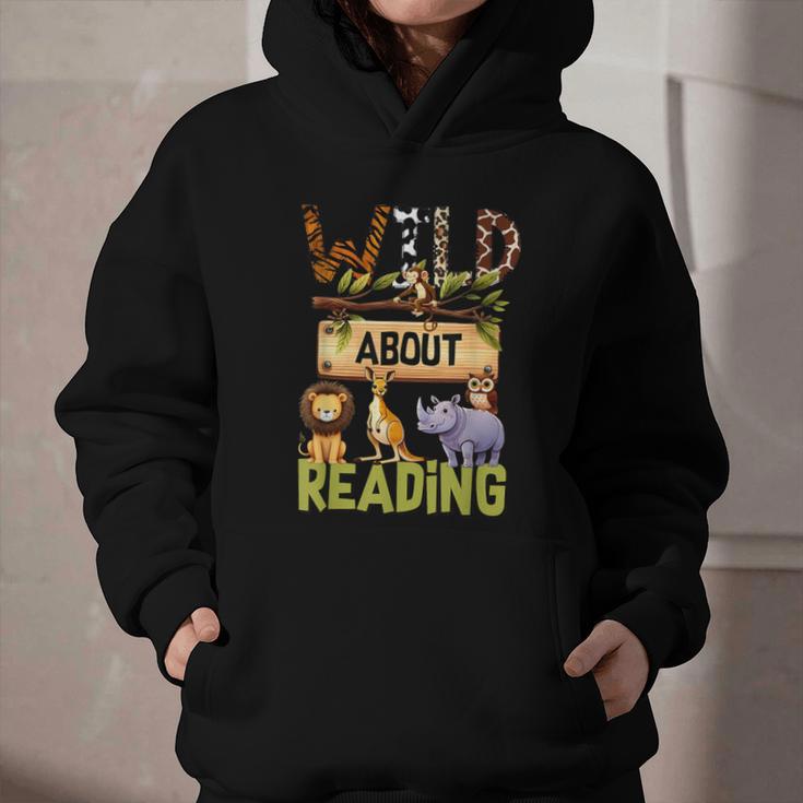 Wild About Reading Reading Books And Bookworm Library Day Graphic Youth Hoodie