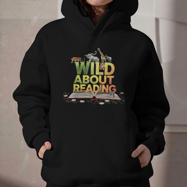 Wild About Reading Books Lovers Novelty Bookworm Library Day Graphic Youth Hoodie