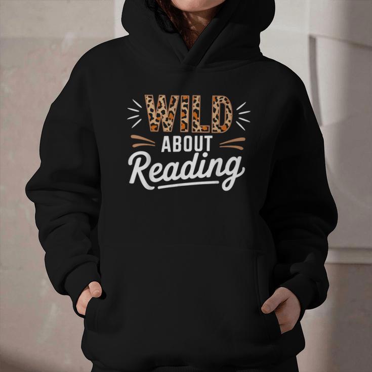 Wild About Reading Books Reader Lover Bookworm Leopard Print Graphic Youth Hoodie