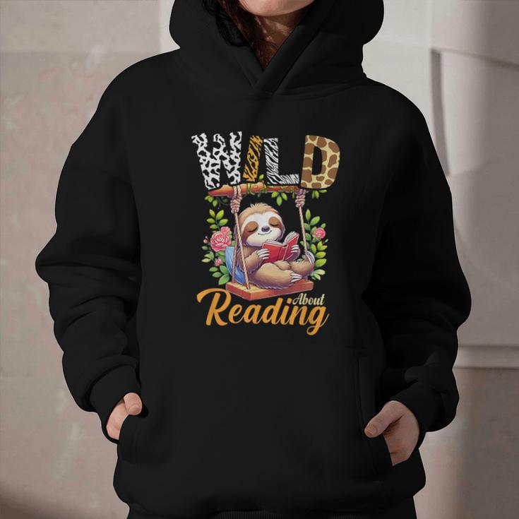 Wild About Reading Books Reader Lover Funny Teacher Animals For Men Women Kids Graphic Youth Hoodie
