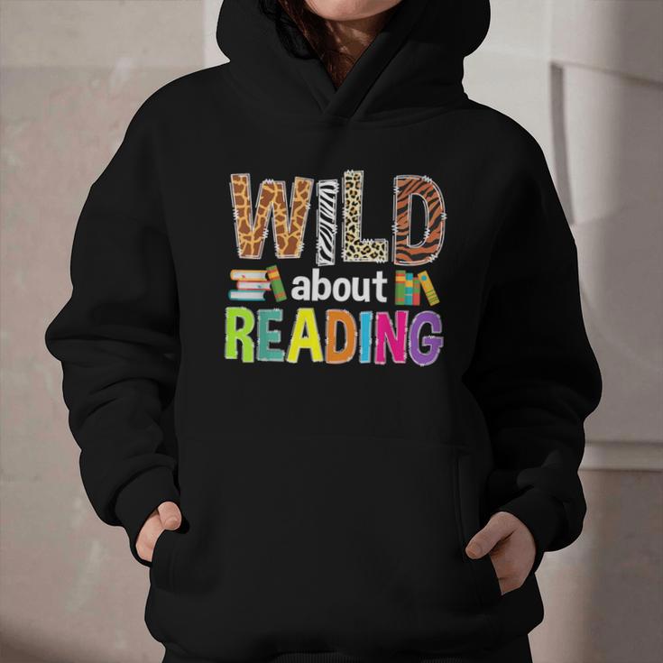 Wild About Reading Library Day Reading Books & Bookworm Graphic Youth Hoodie