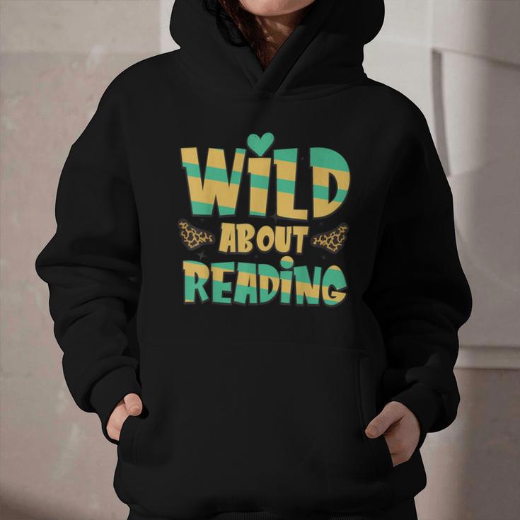 WILD ABOUT READING I Love Books Bookworm Library Day Graphic Youth Hoodie
