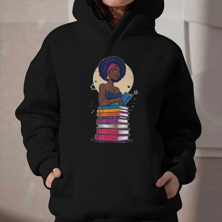 Woman And Books Stack Afro Girl Reading Lover Graphic Youth Hoodie Woman And Books Stack Afro Girl Reading Lover Graphic Youth Hoodie