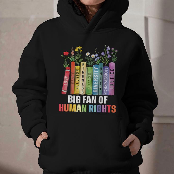 Women Floral Book Big Fan Of Human Rights Liberal Protest Graphic Youth Hoodie Women Floral Book Big Fan Of Human Rights Liberal Protest Graphic Youth Hoodie