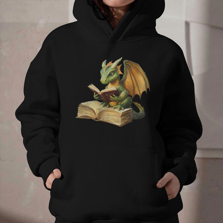 Women's Dragon Bookworm Reading Book Graphic Graphic Youth Hoodie