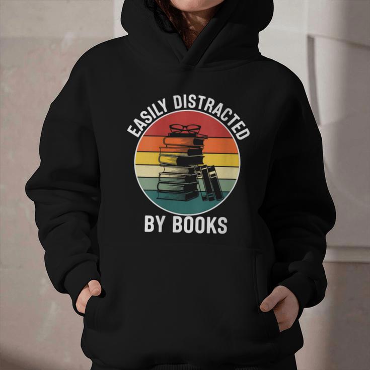 Women's Easily Distracted By Books Graphic Youth Hoodie