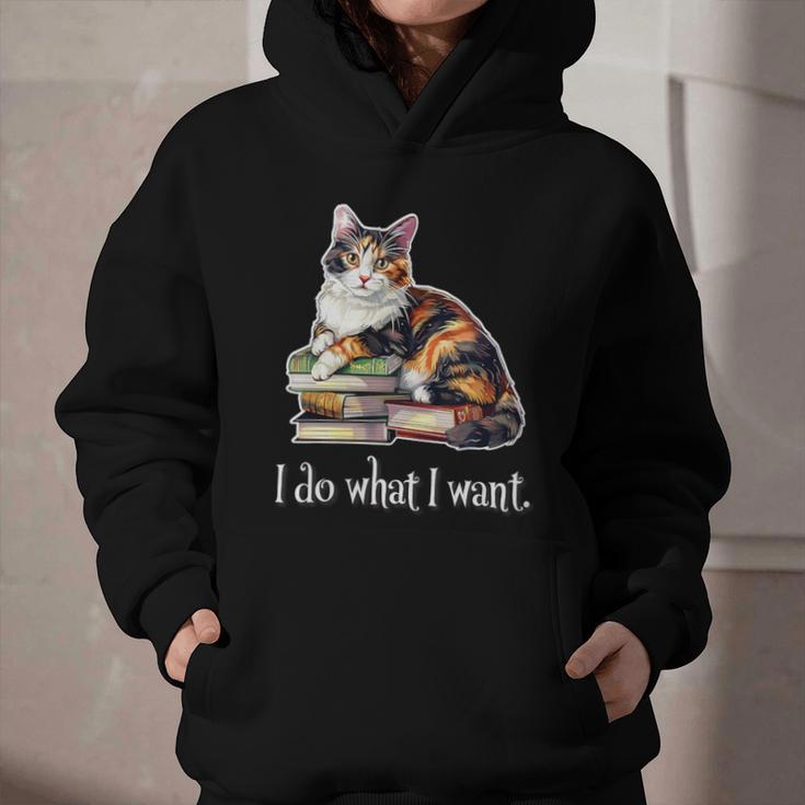 Womens Girls Books I Do What I Want Calico Cat Lover Graphic Youth Hoodie