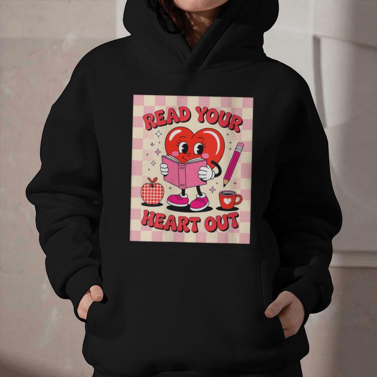 Women's Read Your Heart Out Groovy Bookish Valentine Day Women Girls Graphic Youth Hoodie