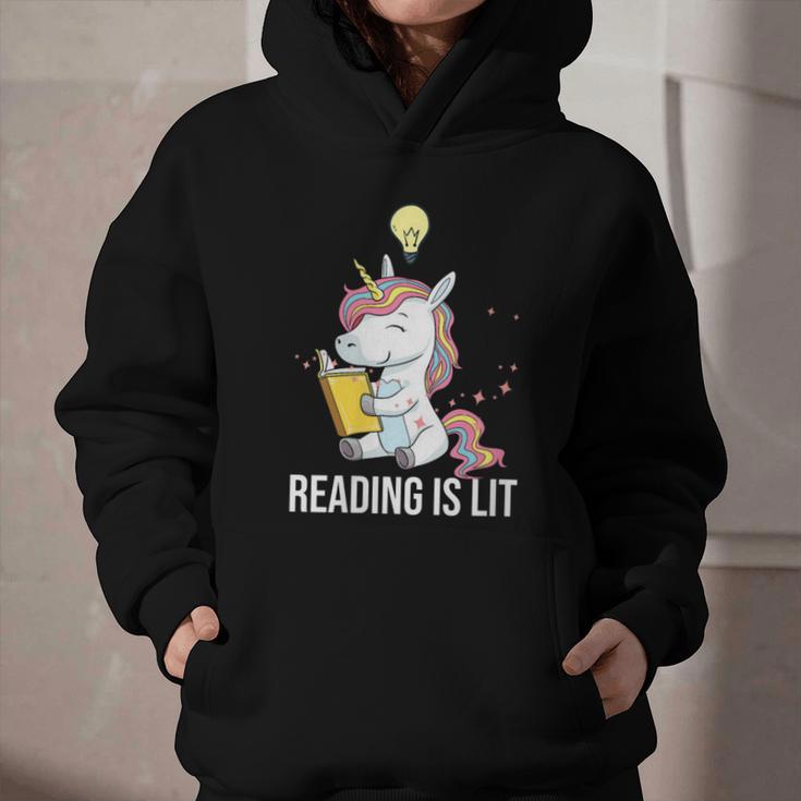 Women's Reading Is Lit Unicorn Library English Teacher Book Lover Graphic Youth Hoodie Women's Reading Is Lit Unicorn Library English Teacher Book Lover Graphic Youth Hoodie